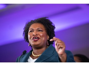 Stacey Abrams, Democratic gubernatorial candidate for Georgia, speaks during an election night rally in Atlanta, Georgia, US, on Tuesday, Nov. 8, 2022. Abrams conceded to Governor Brian Kemp on Tuesday in a rematch of their 2018 race, reported the Associated Press.