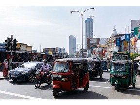 Traffic near the Fort Railway Station in Colombo, Sri Lanka, on Wednesday, Dec. 14, 2022. Sri Lanka's gross domestic product figures for the third quarter are scheduled to be released on Dec. 15. Photographer: Jonathan Wijayaratne/Bloomberg