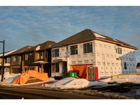 A single family home under construction in a suburb of Ottawa, Ontario, Canada, on Wednesday, March 8, 2023. The Canadian housing market has seen an abrupt reversal from its frenzied pandemic days as the central bank started raising interest rates last year to combat inflation.