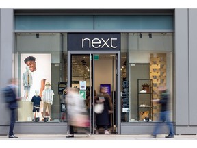 A Next Plc clothing store in London, UK, on Monday, March 27, 2023. Next are due to release their preliminary full year results on Wednesday.