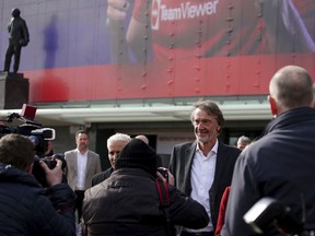 Businessman Jim Ratcliffe leaves Old Trafford, in Manchester, England, Friday March 17, 2023. Bidders are getting a closer look at Manchester United as the potential sale of one of the biggest soccer clubs in the world gathers pace.