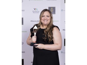 Amanda Mihalik, Workforce Manager of Data and Reporting in Customer Care at LegalShield, is presented with the Bronze Stevie Award on March 3 in Las Vegas.