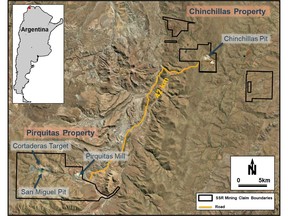 Figure 1. Location of Puna's Pirquitas property and Chinchillas property.