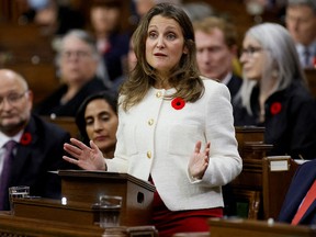 Minister of Finance Chrystia Freeland delivers the fall economic statement in November. Ottawa is likely to report a surge in tax revenue in its 2023 budget.