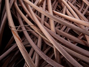 Copper wire at a scrap metal recycling facility. Copper is expected to play a major role in the shift to greener sources of energy.