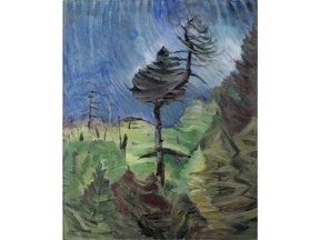 Emily Carr's 'Survival' -- oil on canvas, 28 x 23 inches, signed by Emily Car on the lower left. This painting was recently acquired by the Audain Art Museum and hasn't been seen publicly for over 60 years.