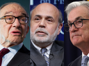 Three Federal Reserve chairs made incorrect forecasts on three significant events that ended up roiling global markets and economies: Alan Greenspan on the dotcom bubble; Ben 
Bernanke on the U.S. housing bubble and Jerome Powell on inflation.