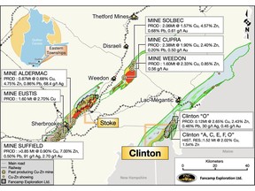 Areas of past copper mineralization at Clinton Project