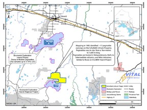 Vital Battery Metals Schofield Lithium Project Map