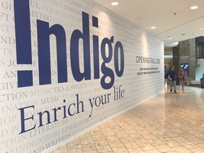 A sign showing where Indigo plans to open a new store this fall is seen at the Mall at Short Hills in Short Hills, N.J., on July 22, 2018. Indigo Books & Music Inc. revealed this week that a cyberattack it's been dealing with for almost a month was triggered by ransomware called LockBit.
