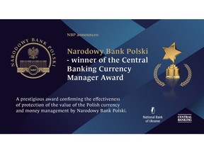 Narodowy Bank Polski - winner of the Central Banking Currency Manager Award