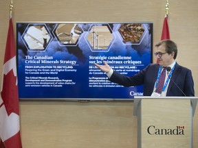 Natural Resources Minister Jonathan Wilkinson speaking at PDAC.