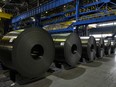 Rolled steel products at Magnitogorsk Iron and Steel Works in the city of Magnitogorsk, Russia.