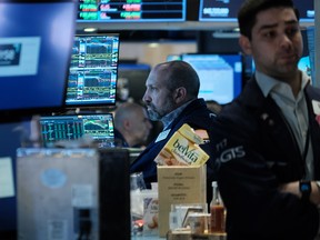 Traders working on the floor of the New York Stock Exchange.