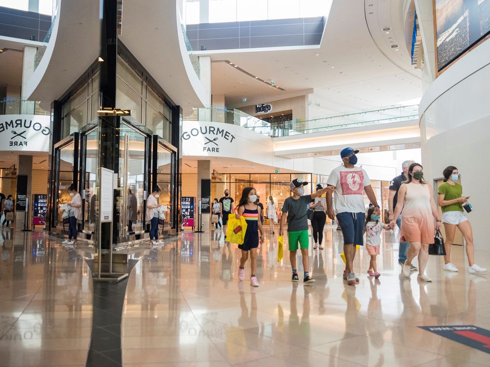 Reopening Sherway Gardens ,Shopping Mall, Toronto 4k, Canada, July