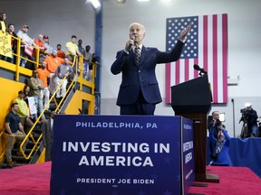 President Joe Biden speaks about his 2024 budget proposal at the Finishing Trades Institute, Thursday, March 9, 2023, in Philadelphia.