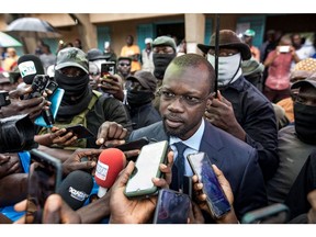 Ousmane Sonko. Photographer: Muhamadou Bittaye/AFP/Getty Images