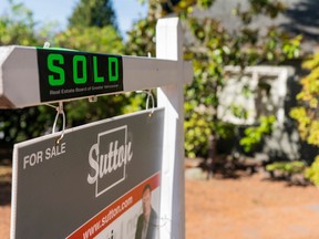 A sold sign outside a home in Vancouver.