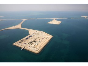 Artificial islands at the Manifa offshore oilfield in Saudi Arabia. Photographer: Simon Dawson/Bloomberg
