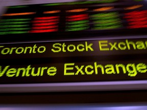 A stock ticker in Toronto.