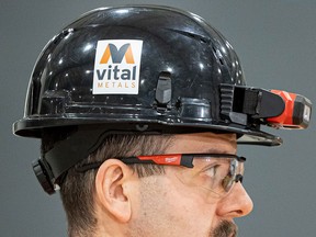 A worker at Vital Metals' rare earths processing plant in Saskatoon, Sask.