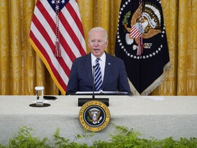 FILE - President Joe Biden speaks during a meeting about cybersecurity, in the East Room of the White House, Aug. 25, 2021, in Washington. The U.S. government plans to expand minimum cybersecurity requirements for critical sectors and to be faster and more aggressive in preventing cyberattacks before they can occur, including by using military, law enforcement and diplomatic tools, according to a Biden administration strategy document.
