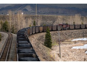 Rail cars loaded with coal near a Teck Resources Elkview Operations steelmaking coal mine in British Columbia, Canada.