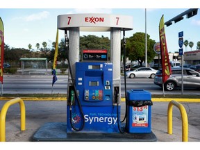 An Exxon pump at a gas station in Miami.