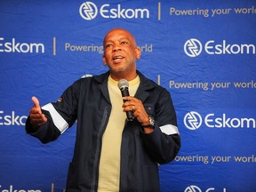 Kgosientsho Ramokgopa, South Africa's electricity minister, addresses employees during a visit to the Eskom Holdings SOC Ltd. Lethabo coal-fired power station in Vereeniging, South Africa, on Thursday, March 23, 2023. South African lawmakers voted against establishing a panel to investigate claims of corruption at Eskom.