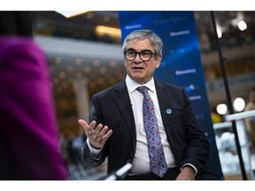 Mario Marcel, Chile's finance minister, speaks during a Bloomberg Television interview at the spring meetings of the International Monetary Fund (IMF) and World Bank Group in Washington, DC, US, on Thursday, April 13, 2023.