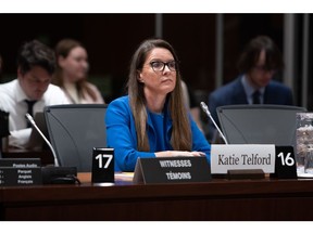 Katie Telford waits to testify before a House of Commons committee in Ottawa on Friday.