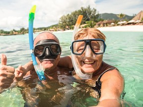Older people snorkel