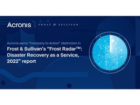Acronis Recognized for Growth and Innovation on Frost & Sullivan's Frost Radar™ for DRaaS