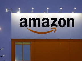 Amazon's logo on a logistics centre in France.
