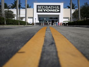 A Bed Bath & Beyond Inc. Inc. store stands in Fort Lauderdale, Florida. The once high-flying company filed for bankruptcy protection over the weekend.