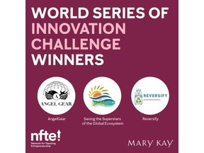 Mary Kay Inc. announced the top 3 winners of its third annual Network for Teaching Entrepreneurship World Series of Innovation Challenge. Winning teams are Angel Gear, Saving the Superstars of the Global Ecosystem, and Reversify.