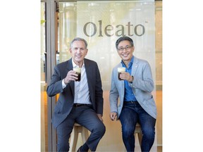 Howard Schultz, chairman emeritus and board member, Starbucks Coffee Company, joins Takafumi Minaguchi, ceo, Starbucks Japan, at the Oleato™ announcement in Tokyo
