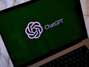 The ChatGPT logo on a laptop computer.