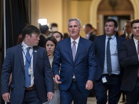 Speaker of the House Kevin McCarthy, R-Calif., walks from the chamber just after the Republican majority in the House narrowly passed a sweeping debt ceiling package as they try to push President Joe Biden into negotiations on federal spending, at the Capitol in Washington, Wednesday, April 26, 2023.