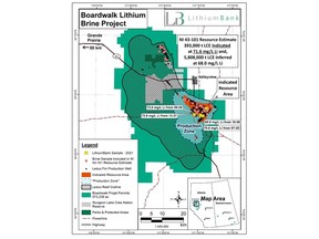 Boardwalk lithium brine project showing the 'Production Zone'.