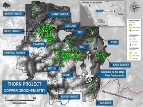 Thorn Project Location and Copper Geochemistry Map.