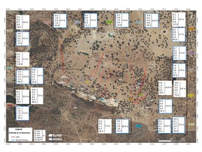Plan map showing La Romanera drill hole locations