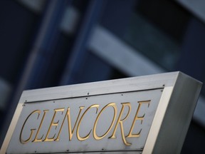 Glencore signage at the company's headquarters in Switzerland.