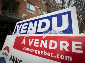 A for sale sign in Montreal, in March.