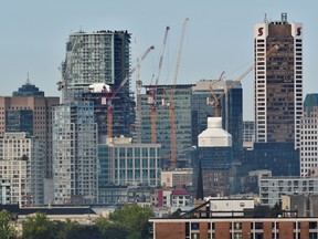 Condominium and office towers under construction in Vancouver, B.C.