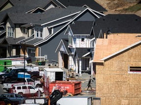 Homes under construction in a development in Langford, B.C.