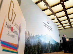 U.S. Secretary of State Antony Blinken speaks during a news conference at the conclusion of a G7 Foreign Ministers' Meeting at the Prince Karuizawa hotel in Karuizawa.