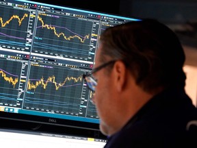 A trader on the floor at the New York Stock Exchange.