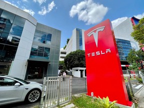 The Tesla service centre in Singapore.