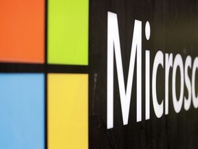 FILE - The Microsoft company logo is displayed at their offices in Sydney, Australia, on Wednesday, Feb. 3, 2021. Local leaders have approved plans for a massive Microsoft data center in a southeast Wisconsin village, Tuesday, April 18, 2023, where the world's largest electronics manufacturer has a huge campus.